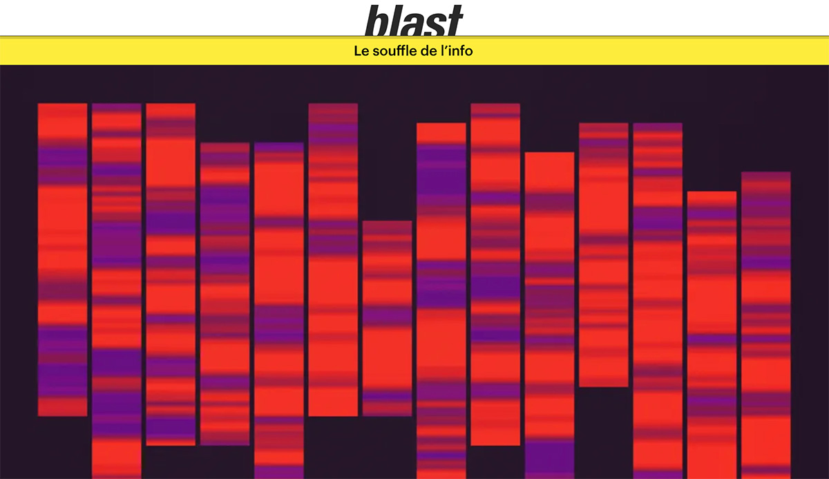 Visualisation d’un séquençage ADN en barres rouges et violettes : symbole d’un secteur biotech sous influences