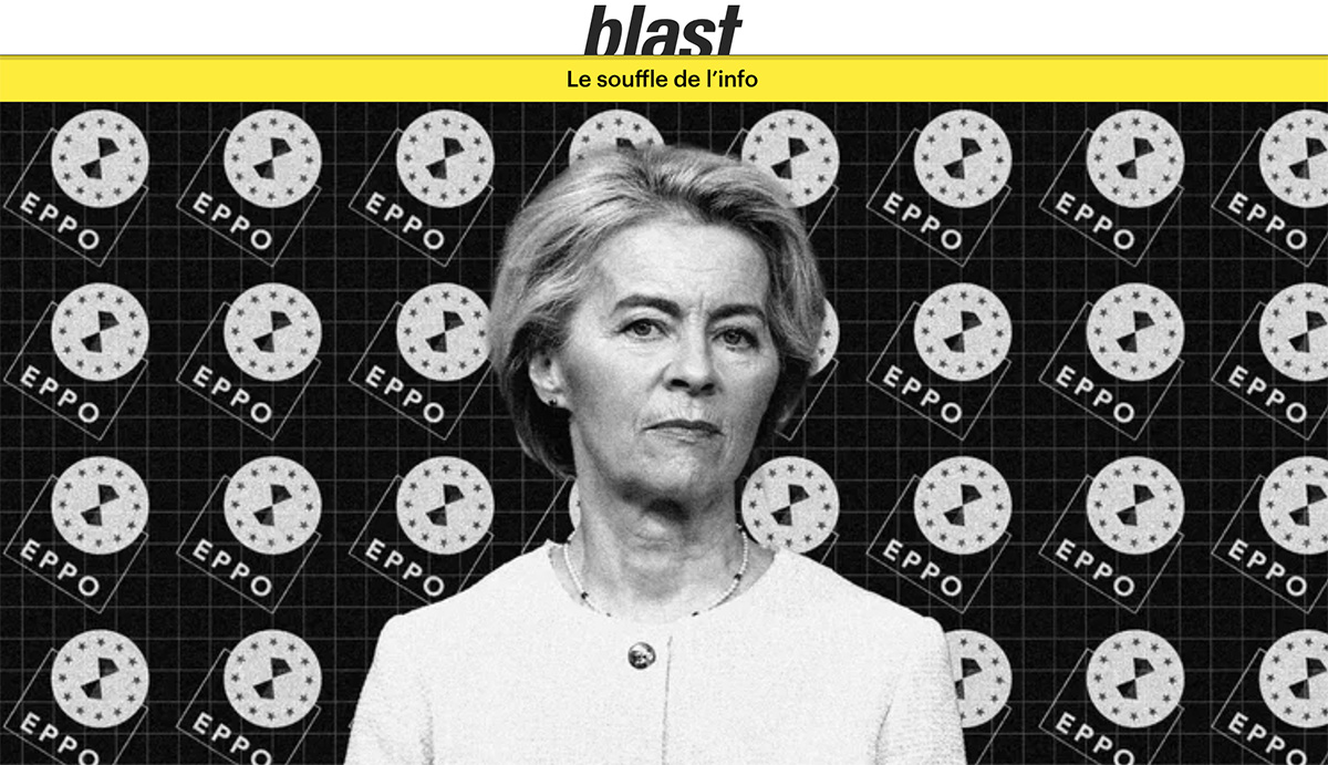 Ursula von der Leyen devant le logo EPPO